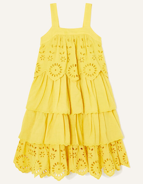 Multi Layer Broderie Dress Yellow, Yellow (YELLOW), large