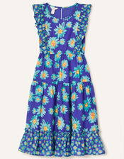 Daisy Print Midi Dress, Blue (BLUE), large