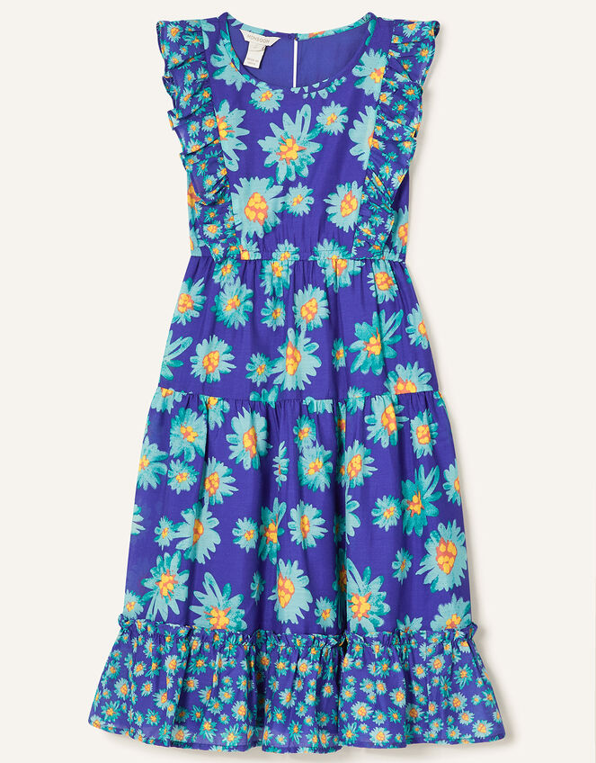 Daisy Print Midi Dress, Blue (BLUE), large