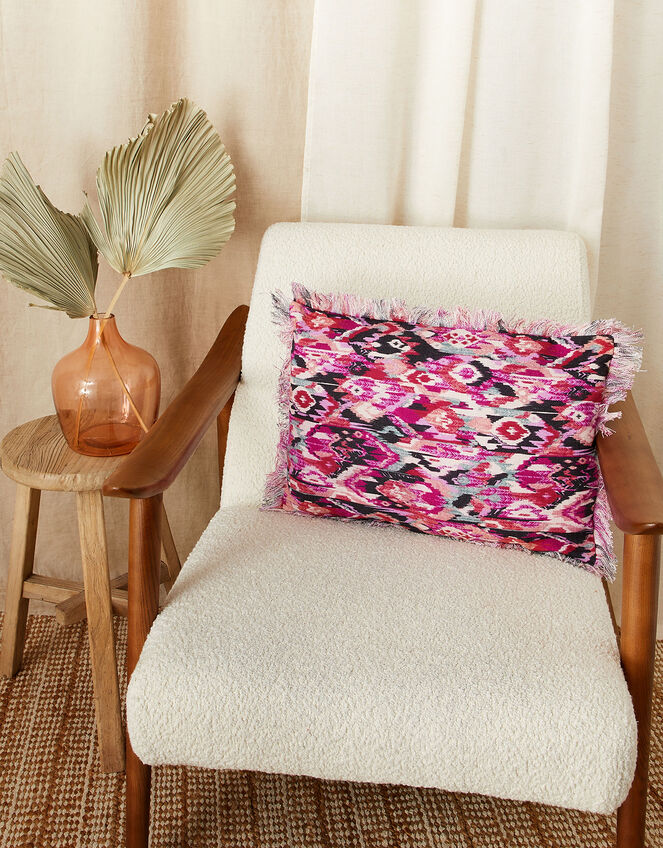 Ikat Printed Cushion in Sustainable Cotton, , large