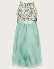 Disco Sequin Truth Pleated Dress, Green (MINT), large