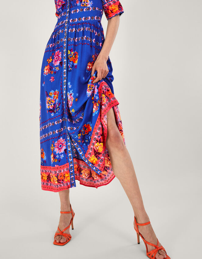 Scarf Print Dress in LENZING™ ECOVERO™, Blue (BLUE), large