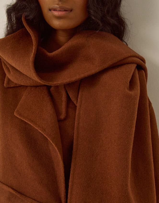 Petra Wool Blend Scarf Coat, Camel (CAMEL), large