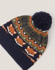 Fox Knit Beanie Hat, Multi (MULTI), large