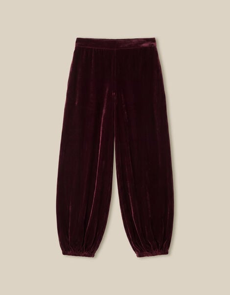 East Nyla Velvet Balloon Trousers, Red (WINE), large