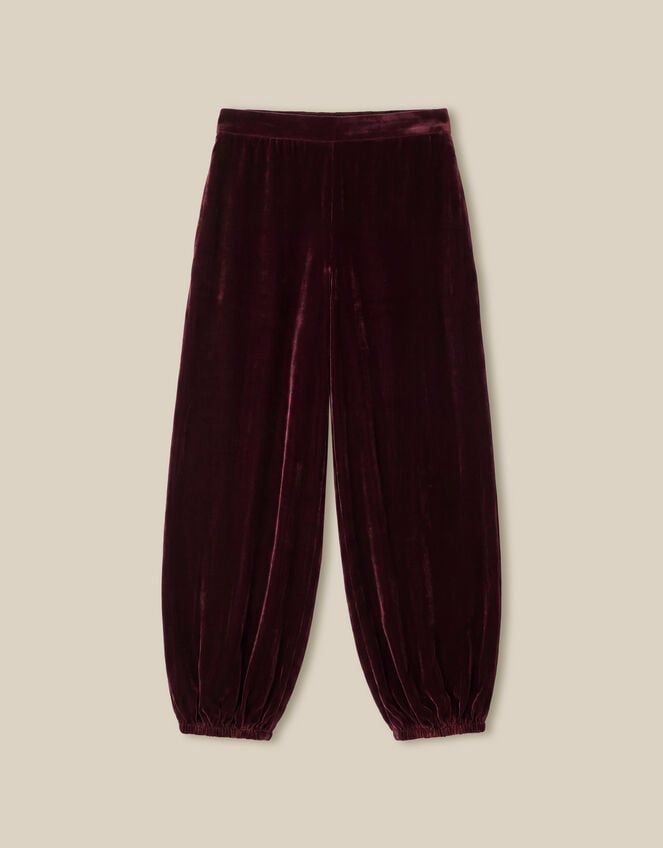 East Nyla Velvet Balloon Trousers, Red (WINE), large