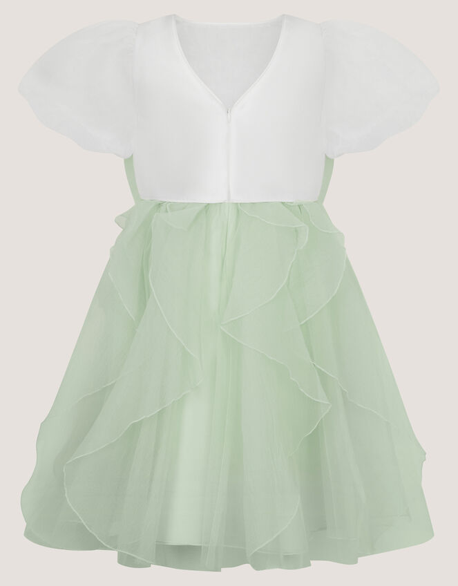 Raphela Puff Sleeve Bow Party Dress, Green (SAGE), large