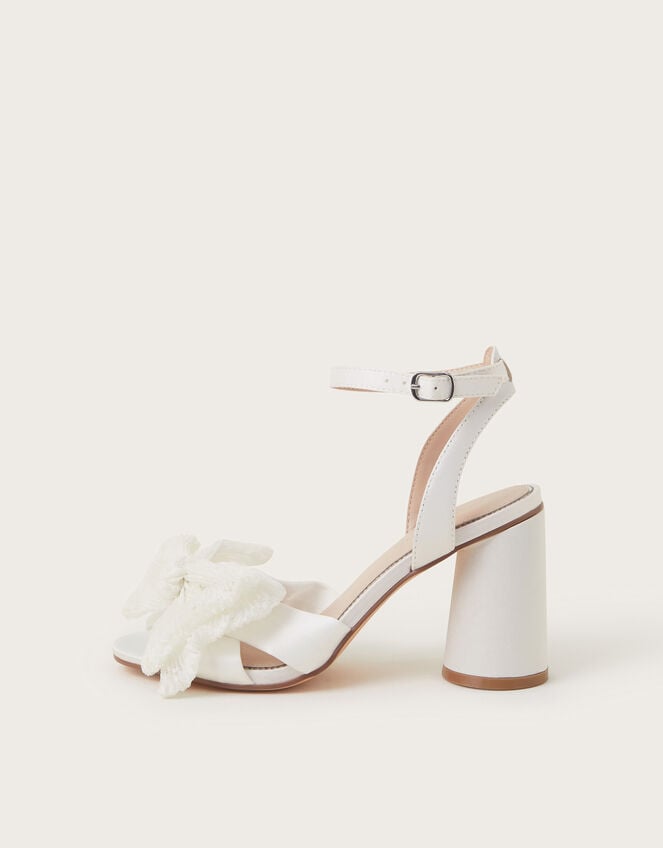 Kia Lace Bow Heeled Sandals, Ivory (IVORY), large