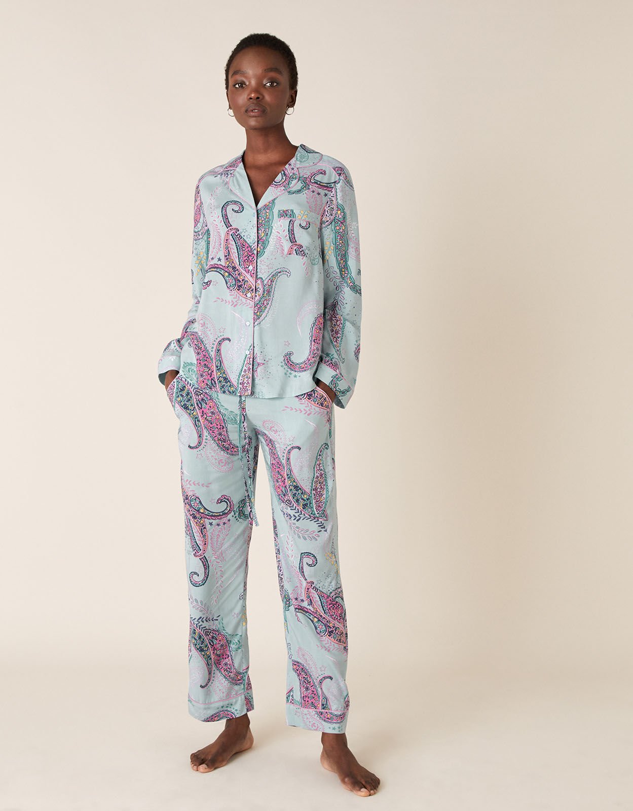 Paisley Print Pyjama Shirt Blue