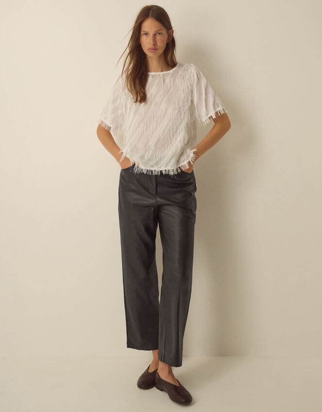 Libby Faux Leather Straight Leg Trousers, Black (BLACK), large