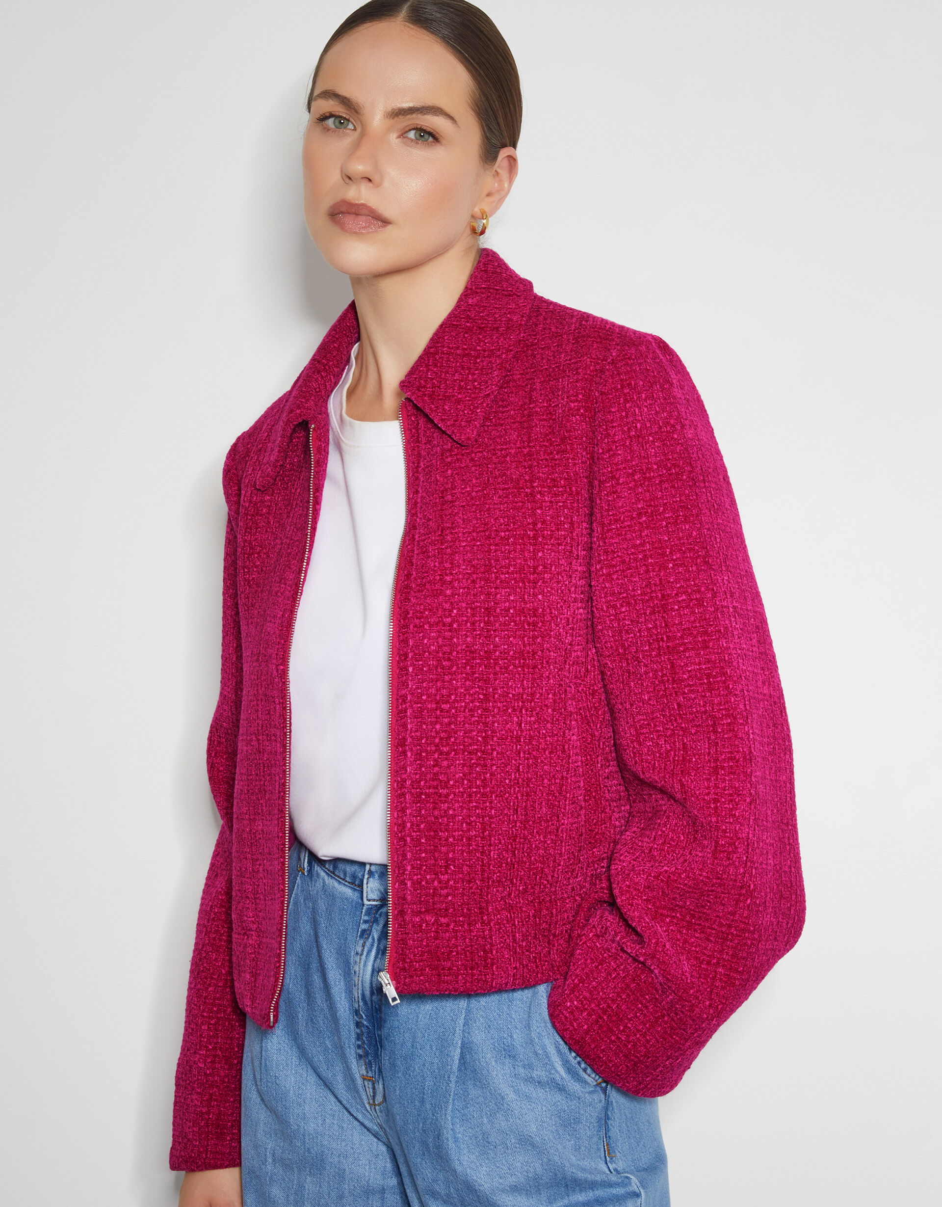 Teagan Tweed Crop Jacket Pink Women s Jackets Monsoon Global