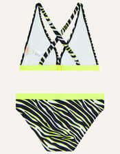 Zebra Print Triangle Bikini in Recycled Polyester, Black (BLACK), large