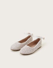 Daisy Embroidered Mesh Ballet Flats, Pink (PINK), large