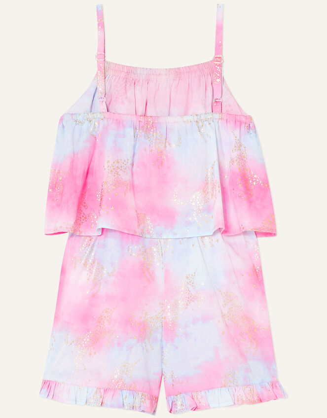 Unicorn Tie Dye Playsuit  in Recycled Polyester, Pink (PINK), large