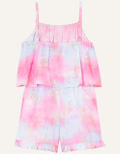 Unicorn Tie Dye Playsuit  in Recycled Polyester, Pink (PINK), large