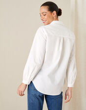 Evalina Pintuck Poplin Shirt, White (WHITE), large
