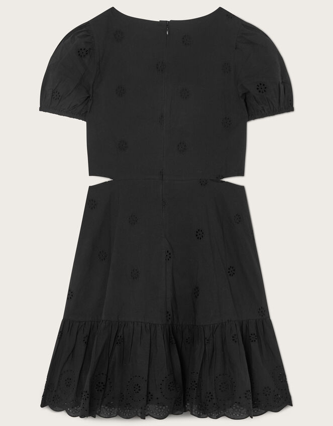 Broderie Cut-Out Detail Dress, Black (BLACK), large