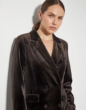 Valery Velvet Double Breasted Jacket , Brown (CHOCOLATE), large