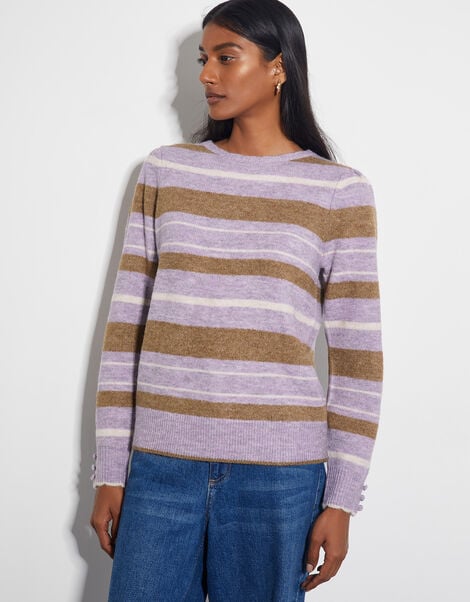 Simone Stripe Jumper, Purple (LILAC), large