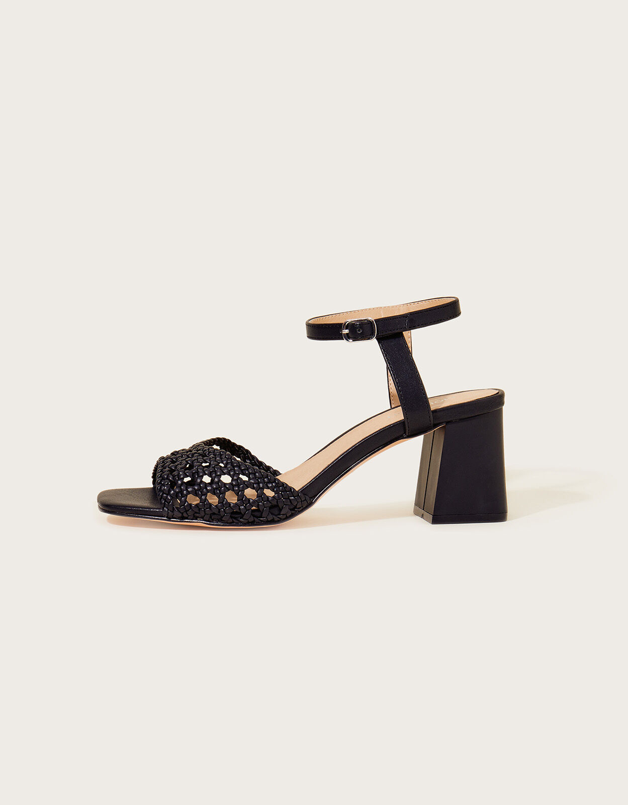 Woven block outlet heel sandal