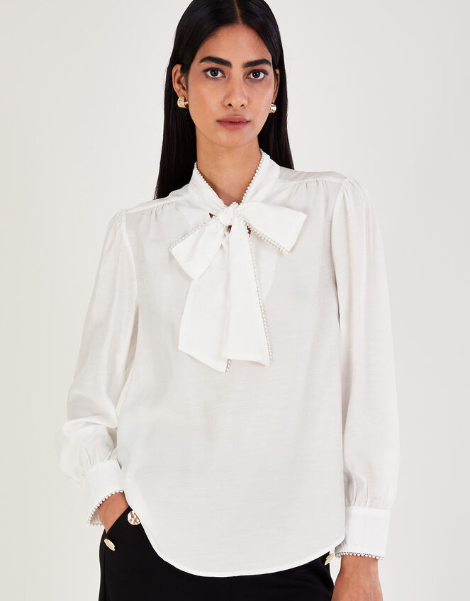 Polly Pussybow Blouse , Ivory (IVORY), large
