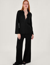Peta Plisse Top, Black (BLACK), large