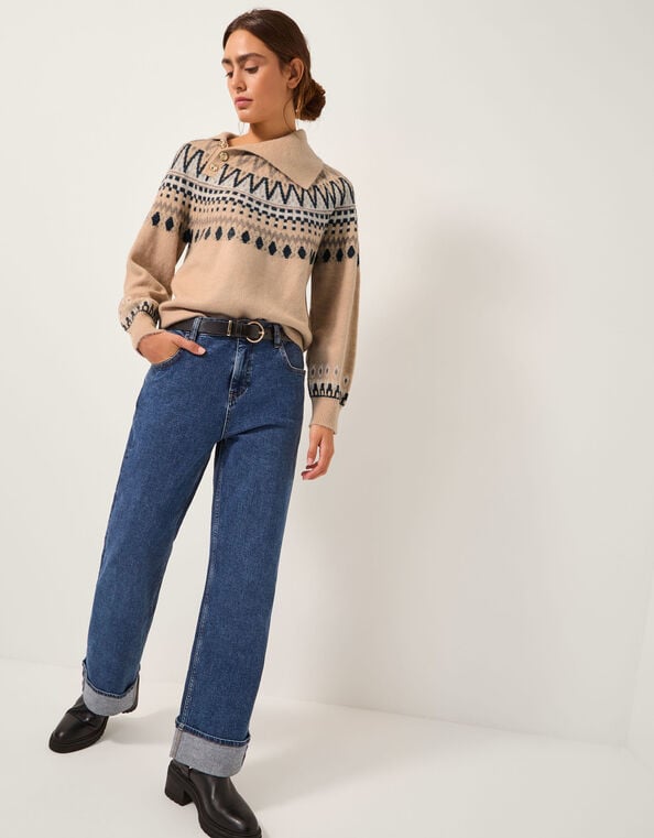 Fifi Fair Isle Sweater, Camel (CAMEL), large