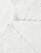 Baby Emilia Lace Scallop Cardigan, Ivory (IVORY), large