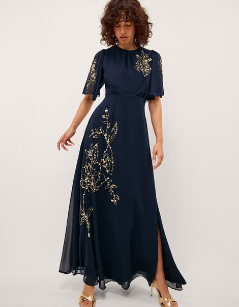 Skyler Floral Embellished Maxi Dress, Blue (NAVY), large