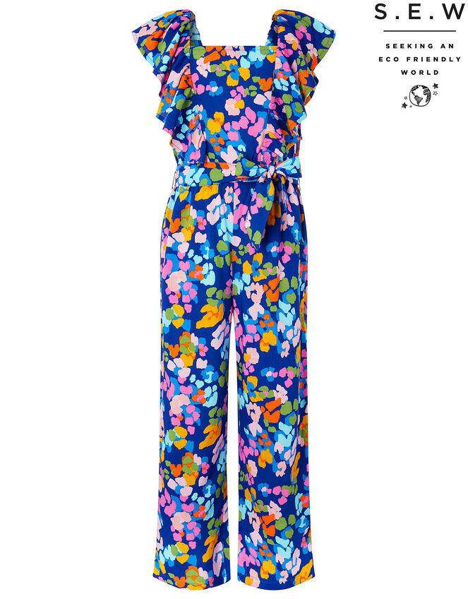 Cleo Colourful Wide-Leg Jumpsuit in LENZING™ ECOVERO™, Blue (BLUE), large