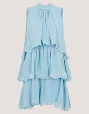 Elle Sleeveless Ruffle Tier Mini Dress, Blue (PALE BLUE), large