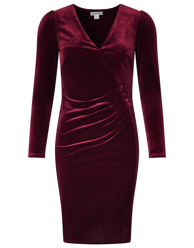 Elle Velvet Dress, Red (BERRY), large
