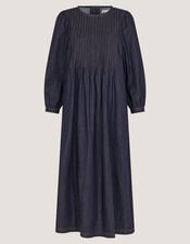 Remy Pintuck Denim Midi Dress, Blue (INDIGO), large