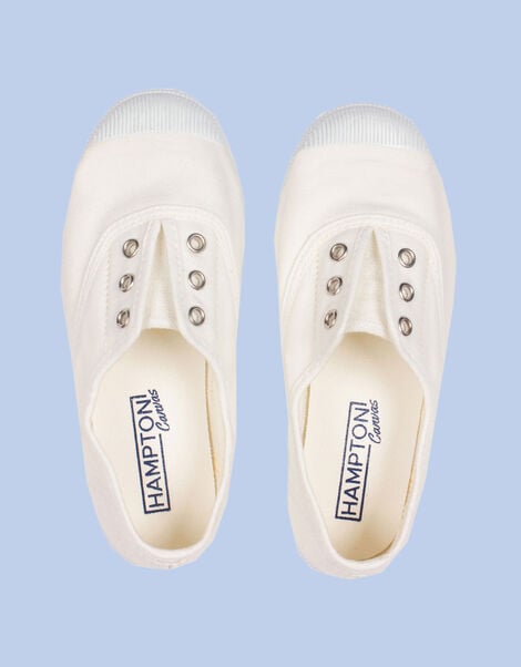 Hampton Canvas Plum Plimsolls, White (WHITE), large