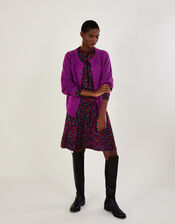 Smart Pointelle Cardigan with Recycled Polyester, VIOLET, large