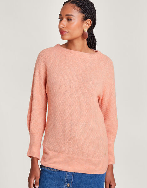 Supersoft Stitch Jumper with Recycled Polyester Orange, Orange (PEACH), large