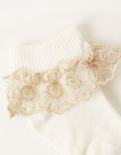 Baby Sparkle Lace Socks, Ivory (IVORY), large