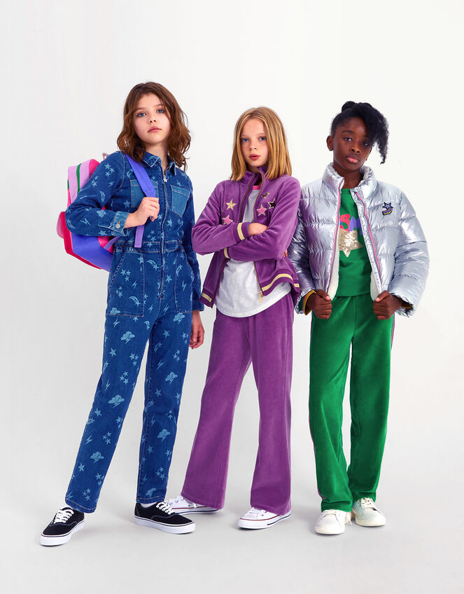 Cosmic Velour Flared Joggers Purple, Girls' Trousers & Leggings