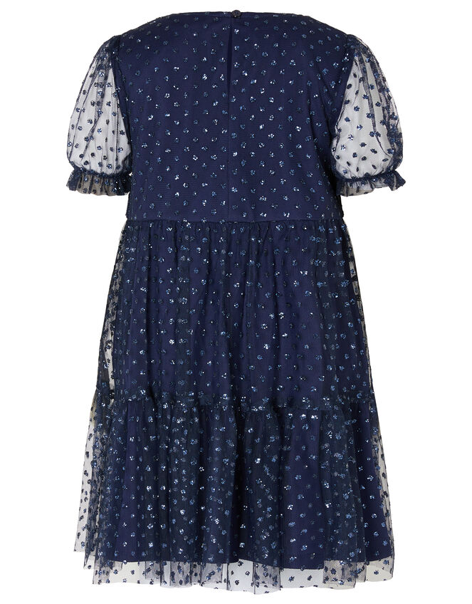Glitter Spot Tiered Dress, Blue (NAVY), large