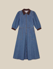 Poppy Denim Midi Dress, Blue (MID AUTHENTIC BLUE), large