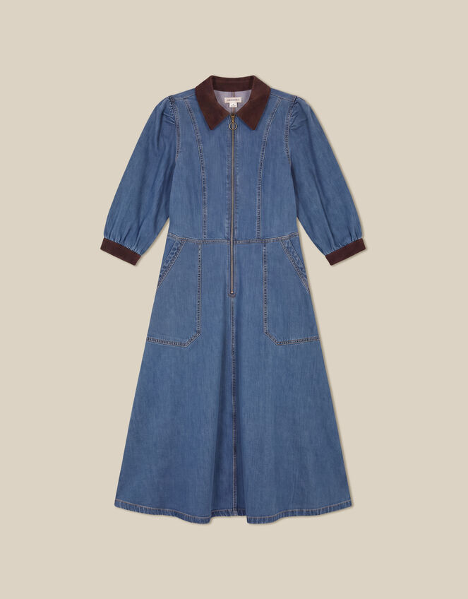 Poppy Denim Midi Dress, Blue (MID AUTHENTIC BLUE), large