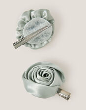 2-Pack Satin Rosette Hair Clips, , large
