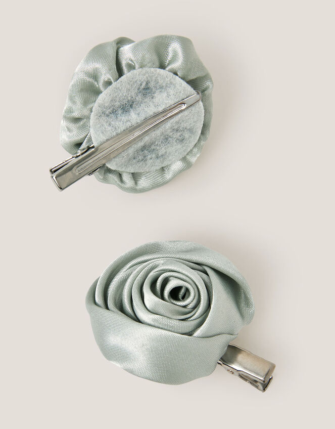 2-Pack Satin Rosette Hair Clips, , large