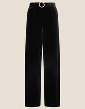 Willow Wide Leg Velvet Trouser, Black (BLACK), large