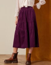 Tia Tiered Cord Skirt, Purple (PLUM), large
