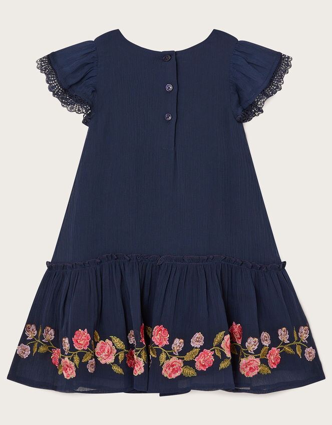 Baby Mariella Embroidered Tiered Dress, Blue (NAVY), large