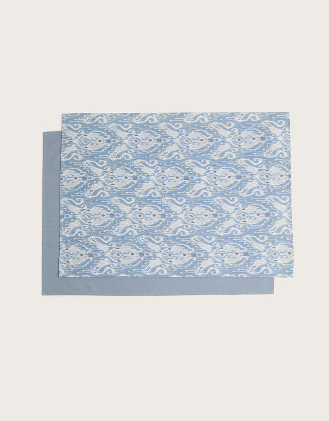 Ikat Print Tea Towel Twinset, Blue (BLUE), large