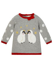 Newborn Baby Penguin Knit Dress, Grey (GREY), large