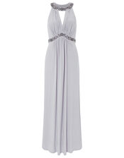 Isabeli Embellished Jersey Maxi Bridesmaid Dress, Silver (SILVER), large