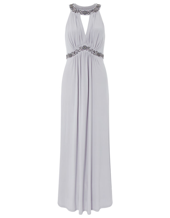 Isabeli Embellished Jersey Maxi Bridesmaid Dress, Silver (SILVER), large